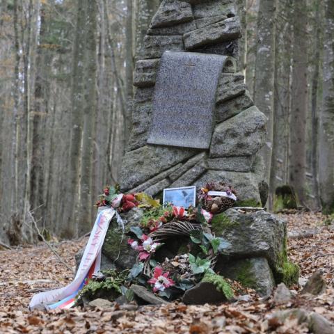 Pomníček leteckému neštěstí na Huťské hoře. Foto Jaroslav Vogeltanz